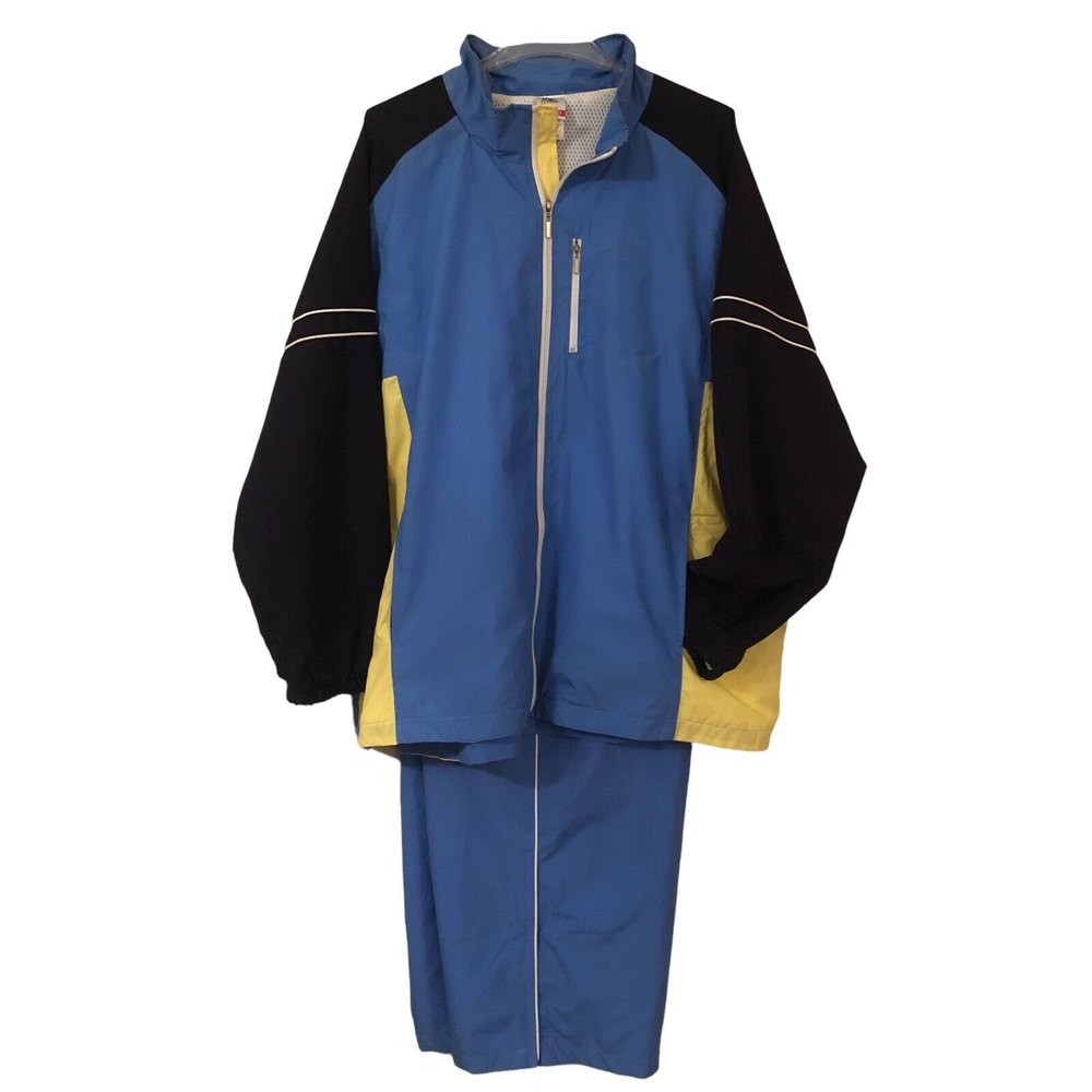 JMS JUST MY SIZE TRACKSUIT Jogger 2pc Jacket Pants 26w 28w Blue Zip EUC